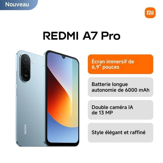 Xiaomi Redmi A7 Pro - 6.88" - 2SIM - 4G - 8/13 Mpx - 4/64 Go - Bleu - Garantie 1...