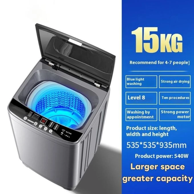Leyi Machine à laver entièrement automatique 15KG avec essoreuse, lave-linge portable grande capacité avec affichage LED & 10 programmes de lavage, machine à laver économique pour maison, appartement, dortoir, camping-car